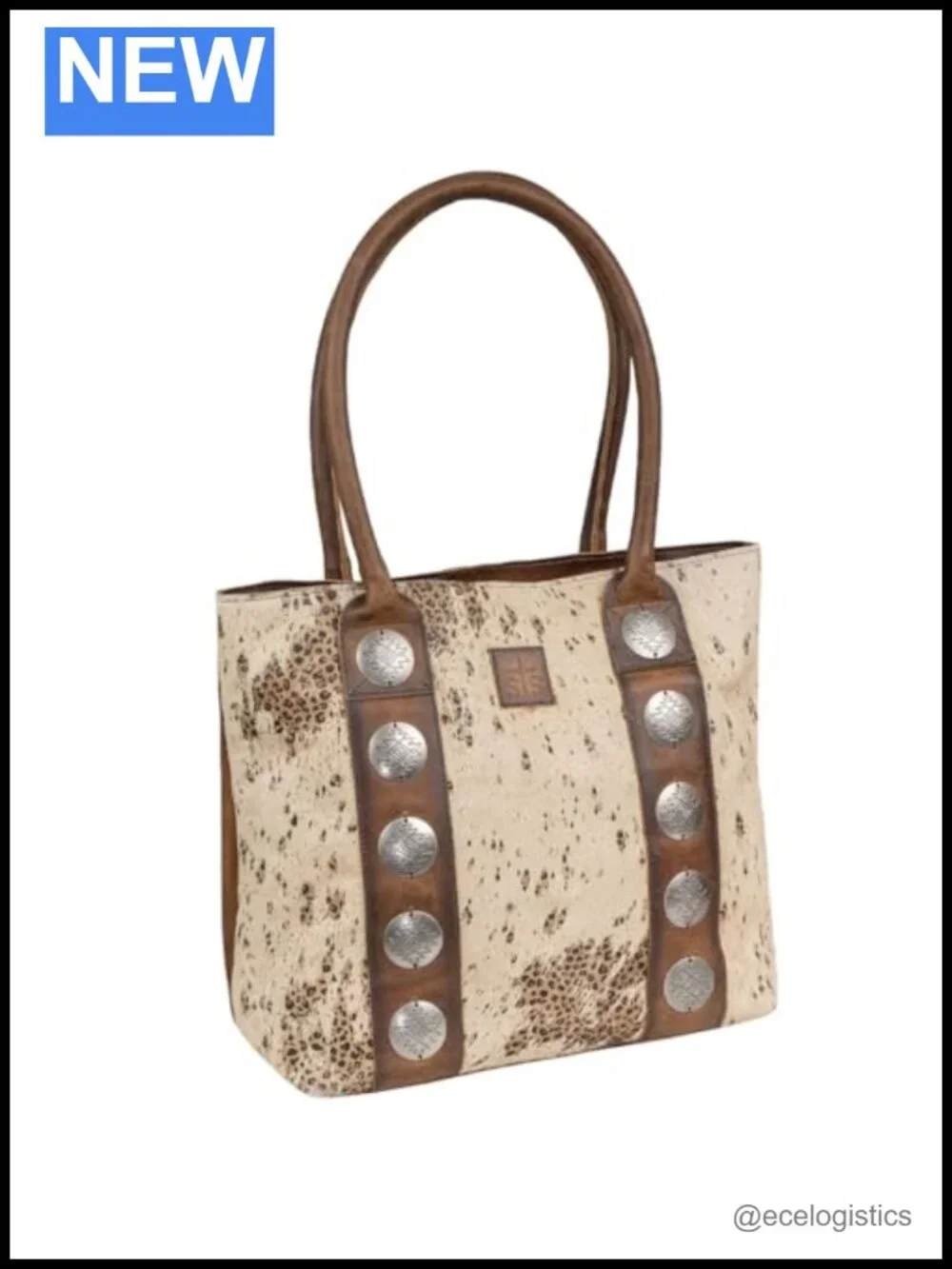 Genuine Full Grain Leather Cowhide Tote Satchel - Western Style
